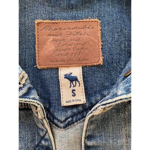 VTG Abercrombie & Fitch‎ Slim Fit Denim Jacket Women Small Med Wash Button Up - Picture 6 of 16